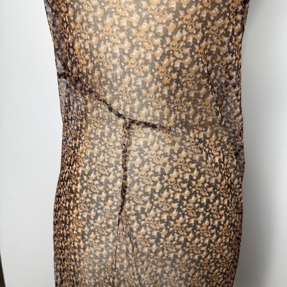 Chan Luu Brown Abstract Print Sheer Mesh Strapless Maxi Dress Large - Picture 5 of 13